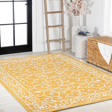 Charleston Vintage Filigree Textured Weave Indoor/outdoor Area Rug